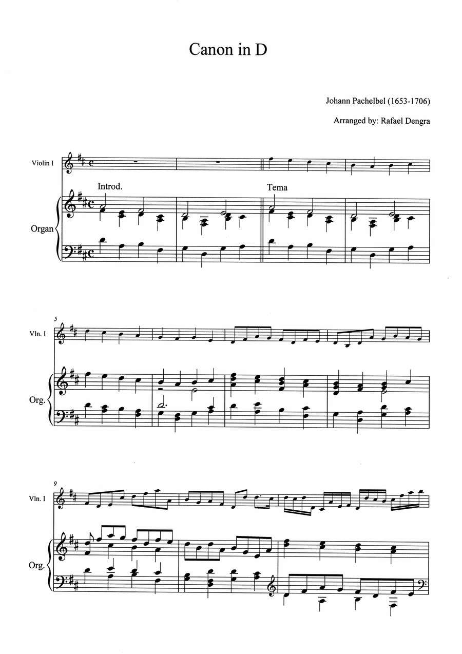 Canon in D - Violin and Organ
