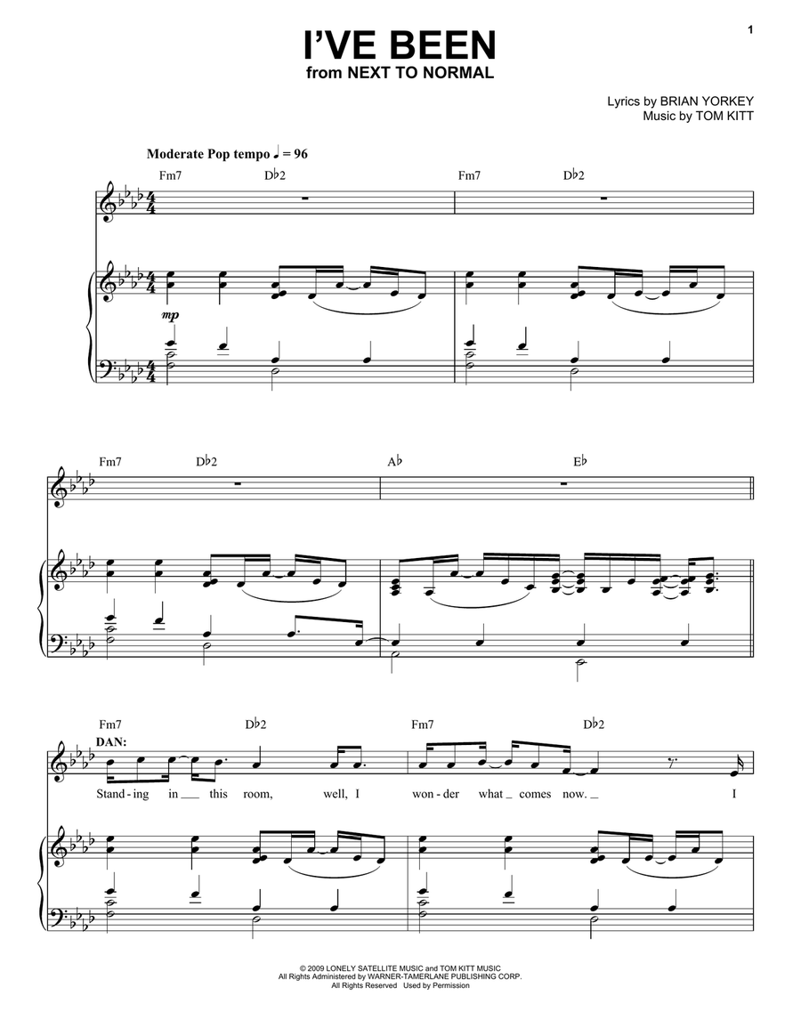 I've Been (from Next to Normal) Voice scores gallery preview page 1