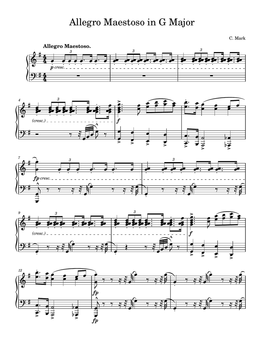 Allegro Maestoso in G Major Piano Solo scores gallery preview page 1