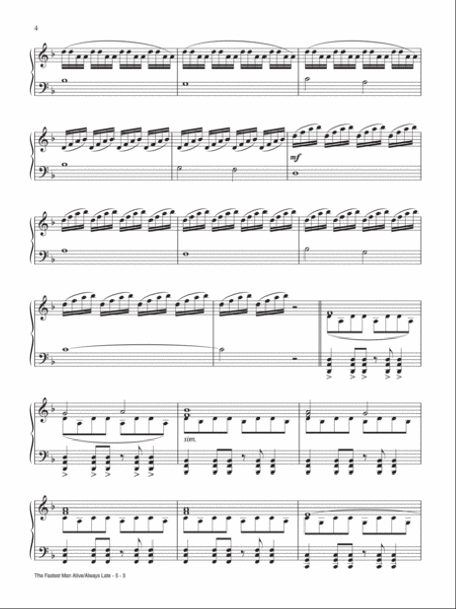 The Fastest Man Alive / Always Late (From the Television Series The Flash) Piano Solo scores gallery preview page 3