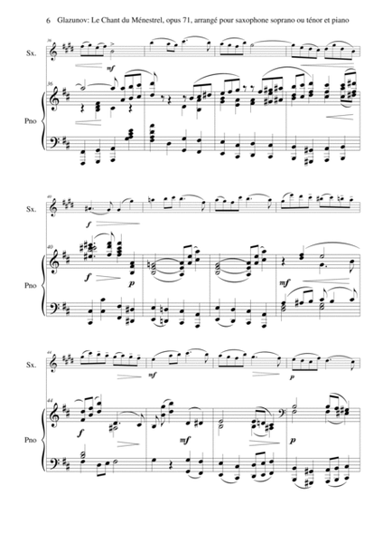 Alexandre Glazunov: Le Chant du Ménestrel (The Minstral's Song), op. 71, arranged for Bb soprano or