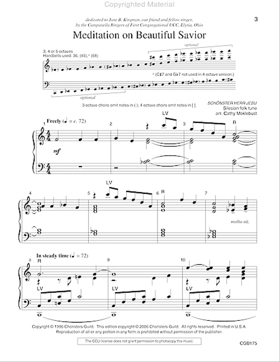 Meditation on Beautiful Savior (3, 4, or 5 octaves)