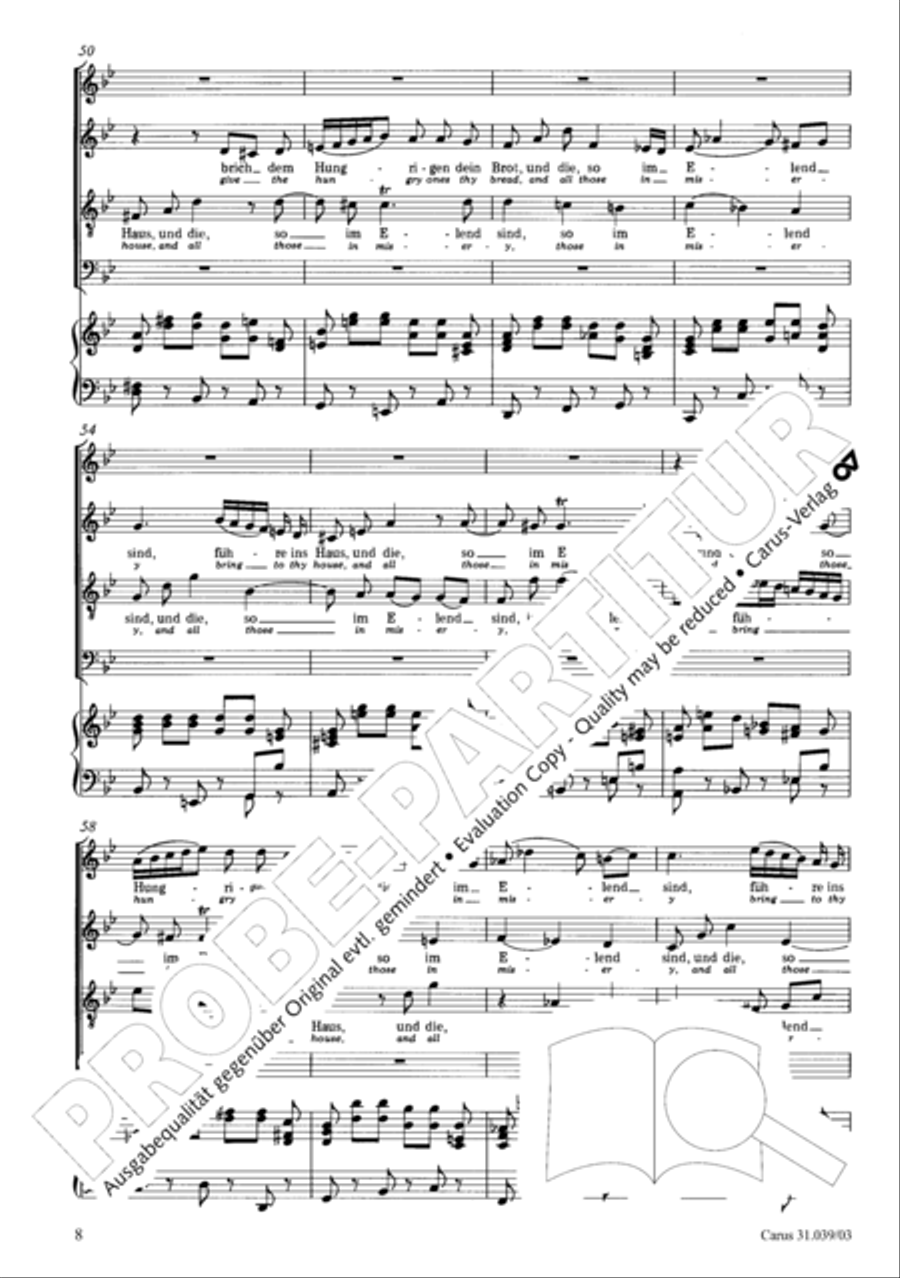 Give the hungry ones thy bread (Brich dem Hungrigen dein Brot) 4-Part scores gallery preview page 9