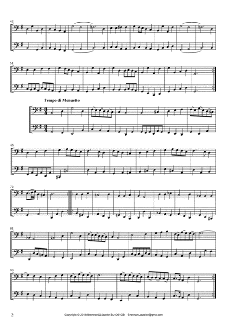 James Hook, 6 Duetts op. 58 arranged for 2 Great Bass Recorders (score) Woodwind Duet scores gallery preview page 4