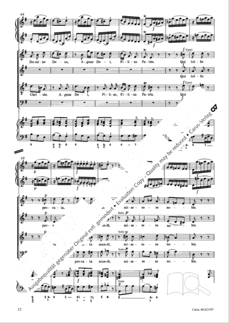 Missa brevis in G major 4-Part scores gallery preview page 13