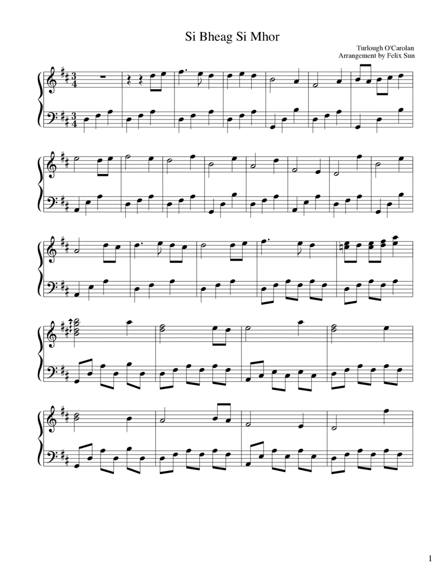 Si Bheag Si Mhor (Irish Folk Tune - Piano Solo) image number null