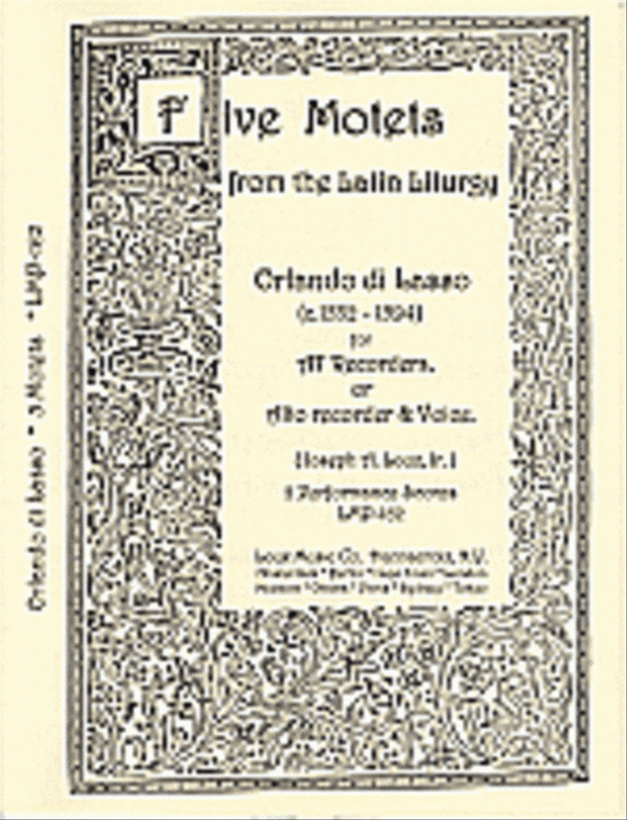 Five Motets from the Latin Liturgy Alto Recorder scores gallery preview page 1