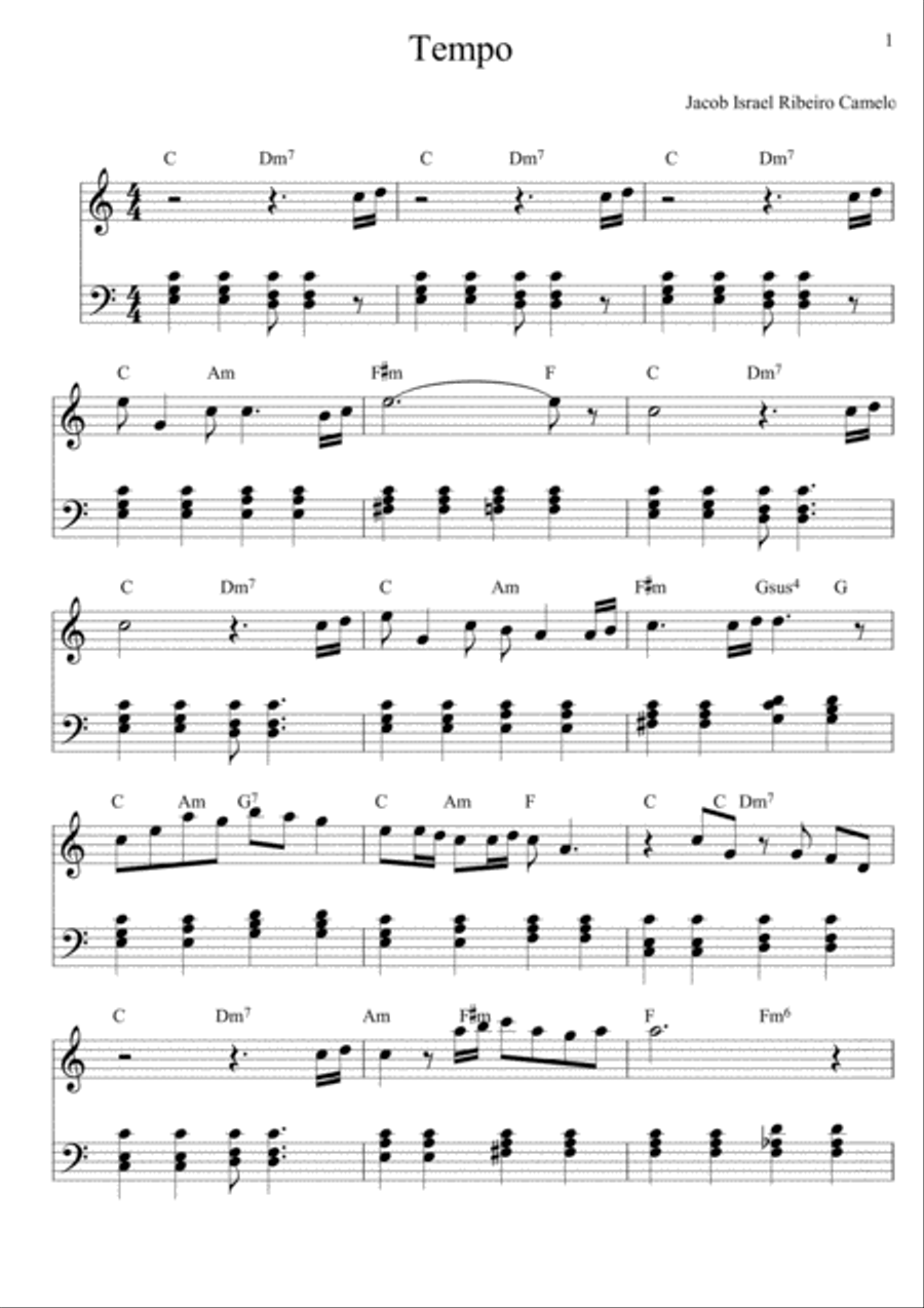 Tempo Piano, Vocal, Guitar scores gallery preview page 1