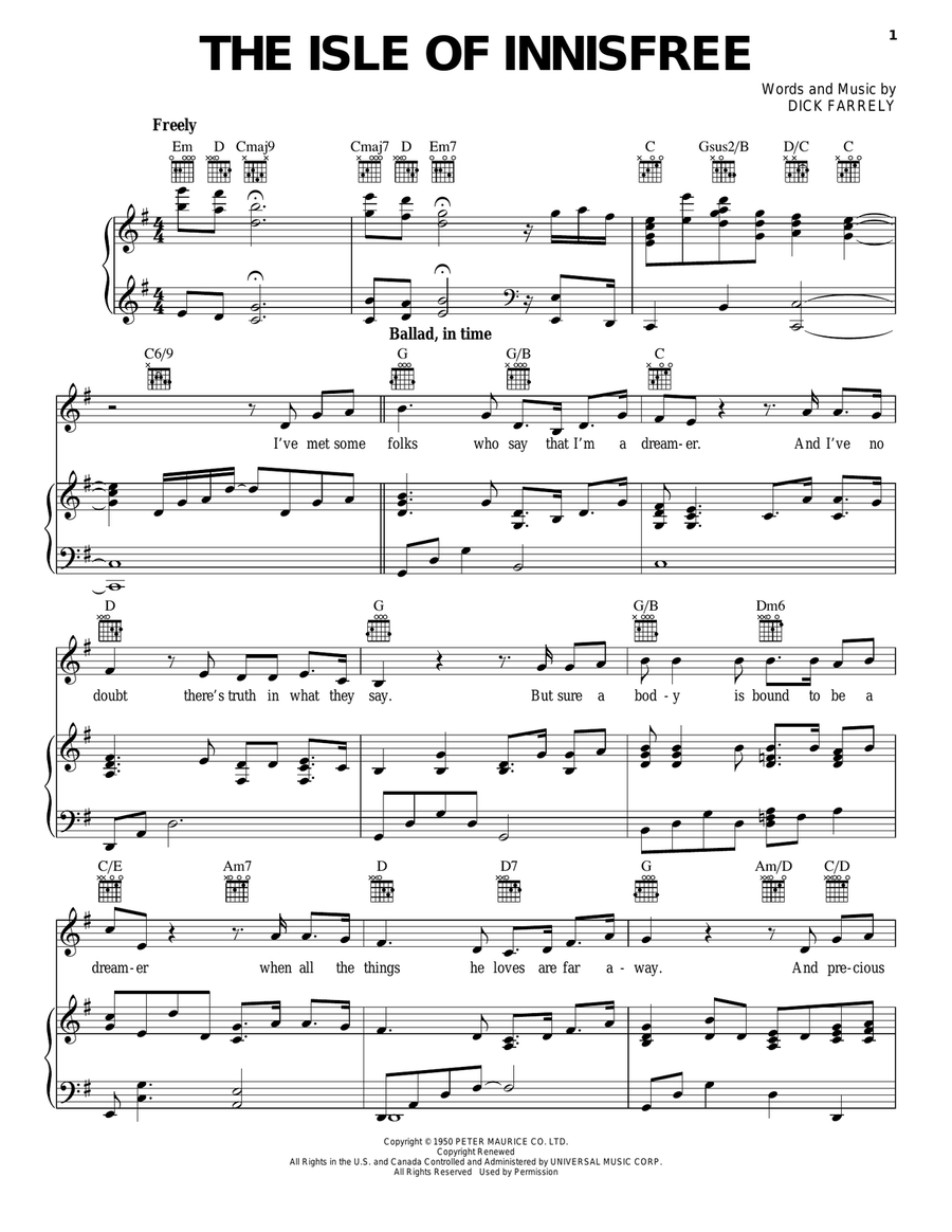 The Isle Of Innisfree Acoustic Guitar scores gallery preview page 1