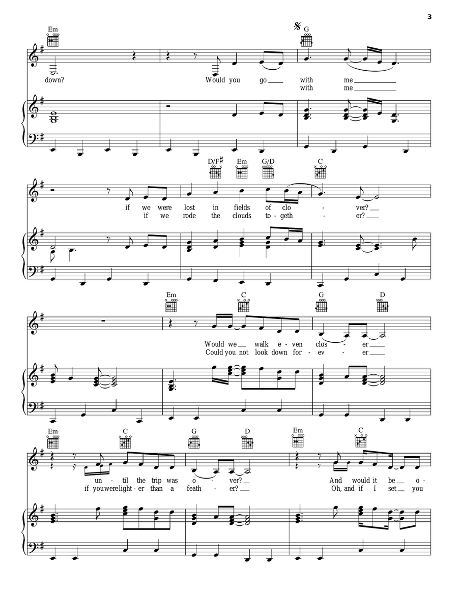 Would You Go With Me Piano, Vocal, Guitar scores gallery preview page 3