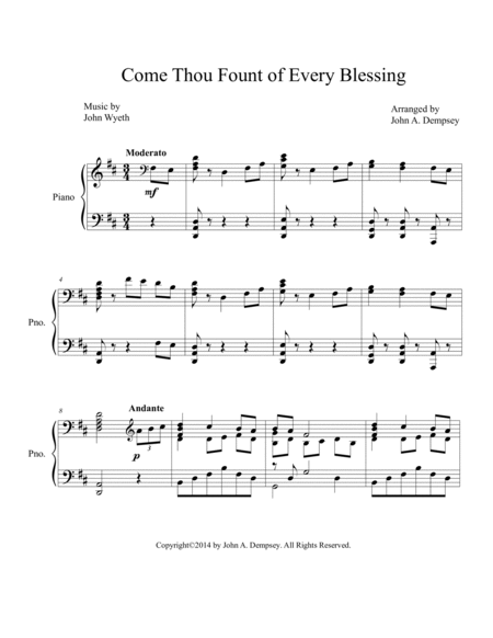 Come Thou Fount of Every Blessing (Piano Solo) image number null