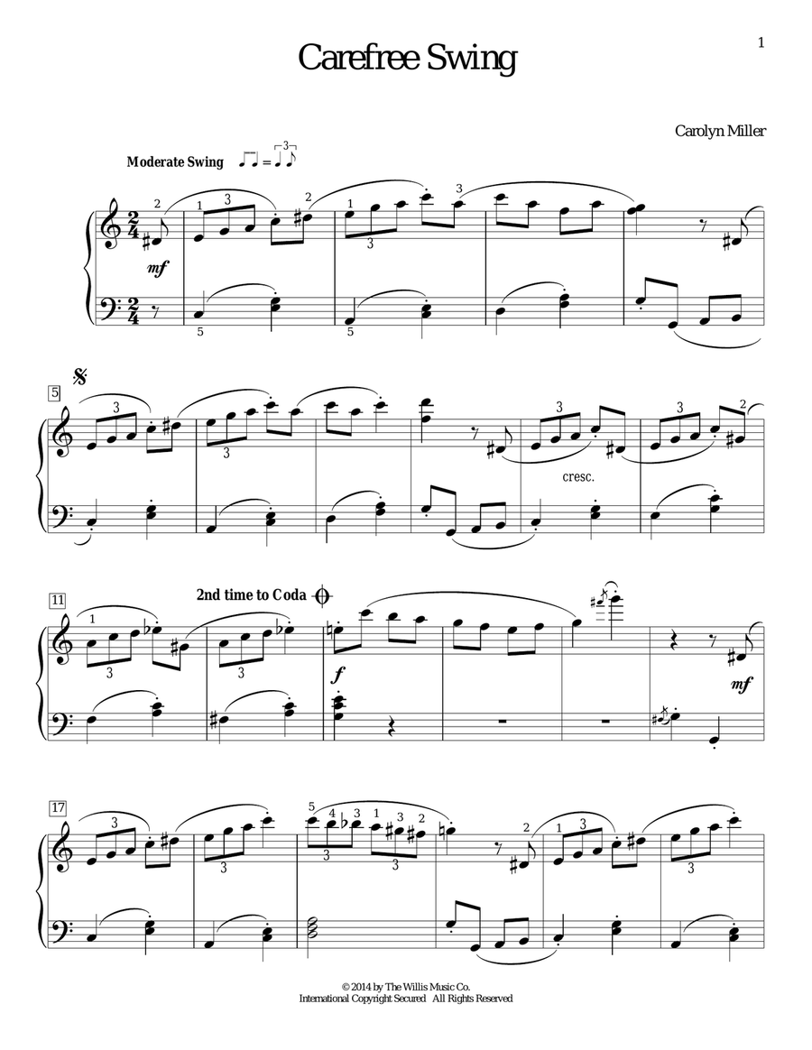Carefree Swing Carefree Swing Piano Method scores gallery preview page 1