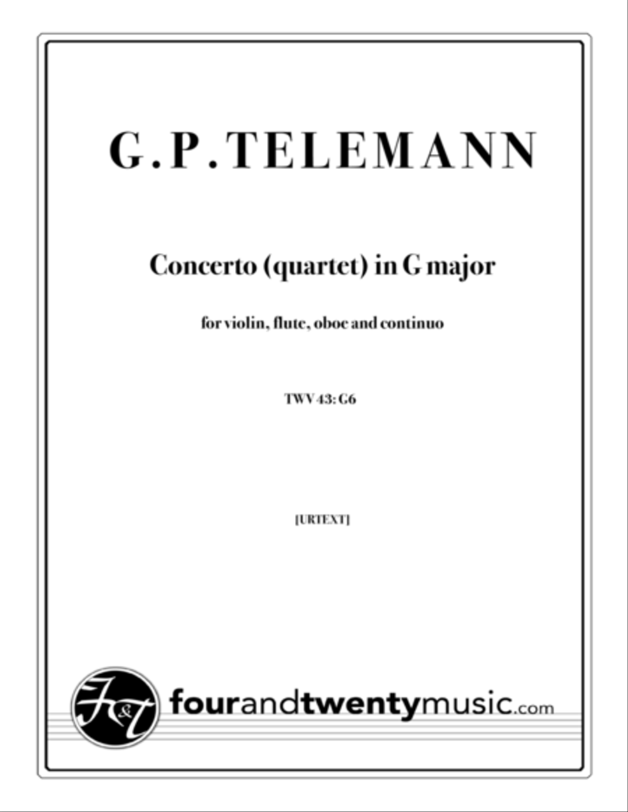 Concerto (Quartet) in G - TWV 43 G6 [Urtext] Small Ensemble scores gallery preview page 1