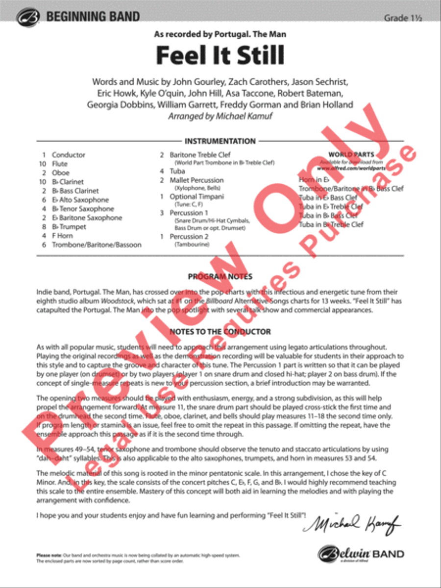 Feel It Still Feel It Still Concert Band scores gallery preview page 2