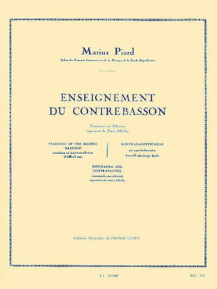 Book cover for Piard Enseignement Du Contrebasson Methodes Contra Bassoon Book