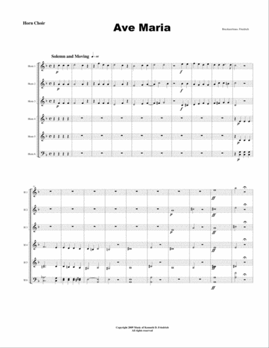 Bruckner - Ave Maria Bruckner - Ave Maria Brass Ensemble scores gallery preview page 1