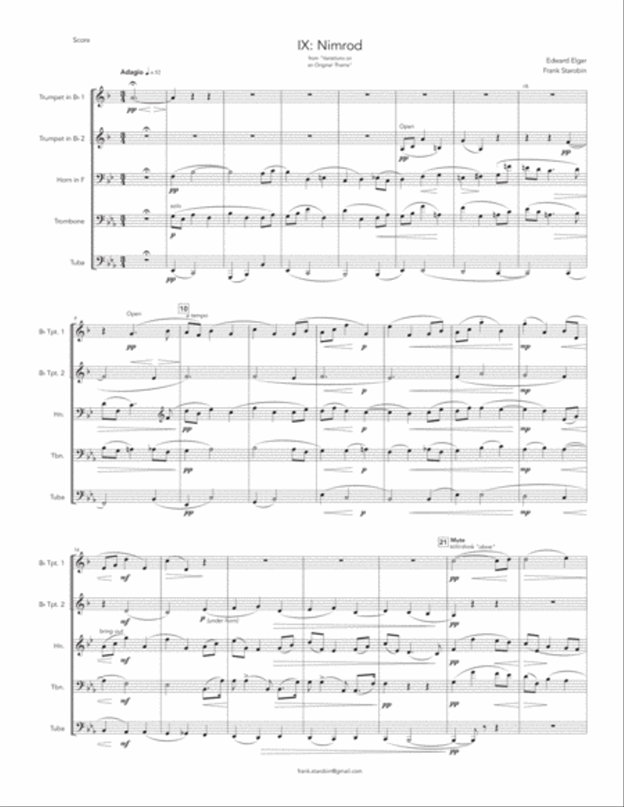 Nimrod for Brass Quintet Brass Quintet scores gallery preview page 3