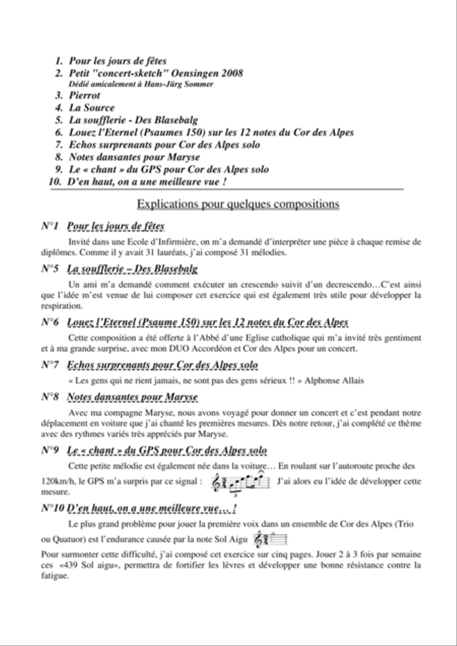 La joie sur les 12 notes du Cor des Alpes Alphorn scores gallery preview page 3