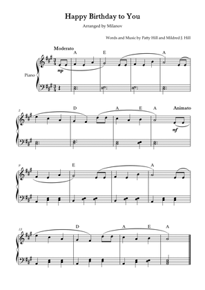 Book cover for Happy Birthday to You Piano in A Easy Intermediate Chord
