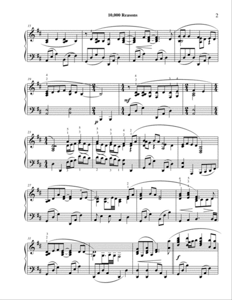 10,000 Reasons (Bless The Lord) Piano Solo scores gallery preview page 3