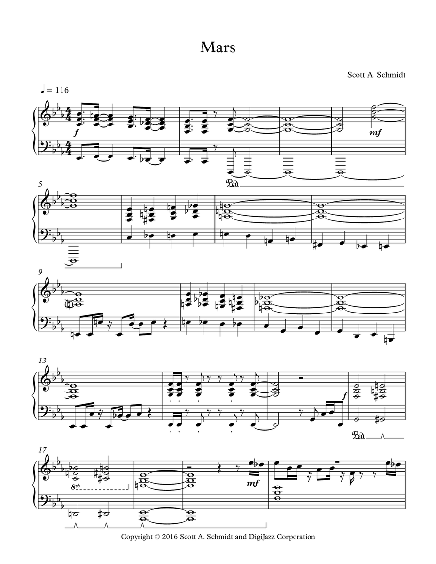 Mars Piano Solo scores gallery preview page 1