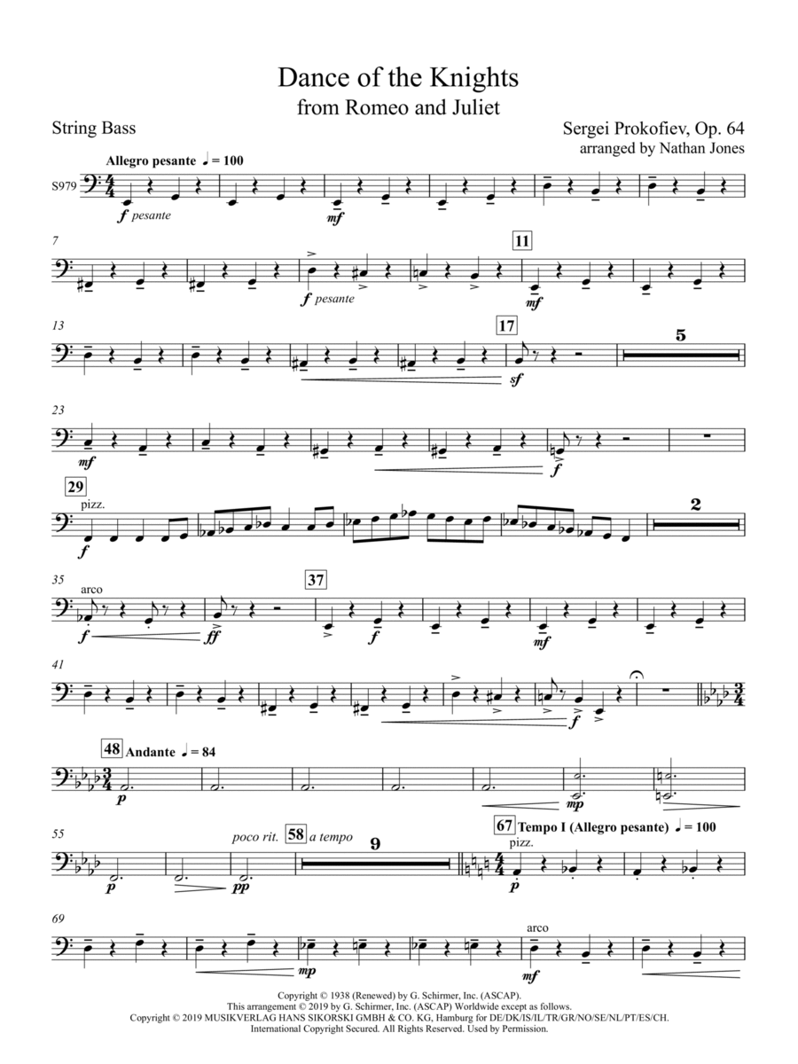 Dance of the Knights (from Romeo and Juliet) - String Bass Concert Band scores gallery preview page 1