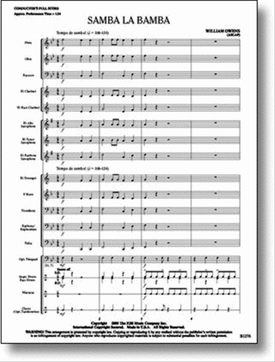 Samba La Bamba Concert Band scores gallery preview page 1