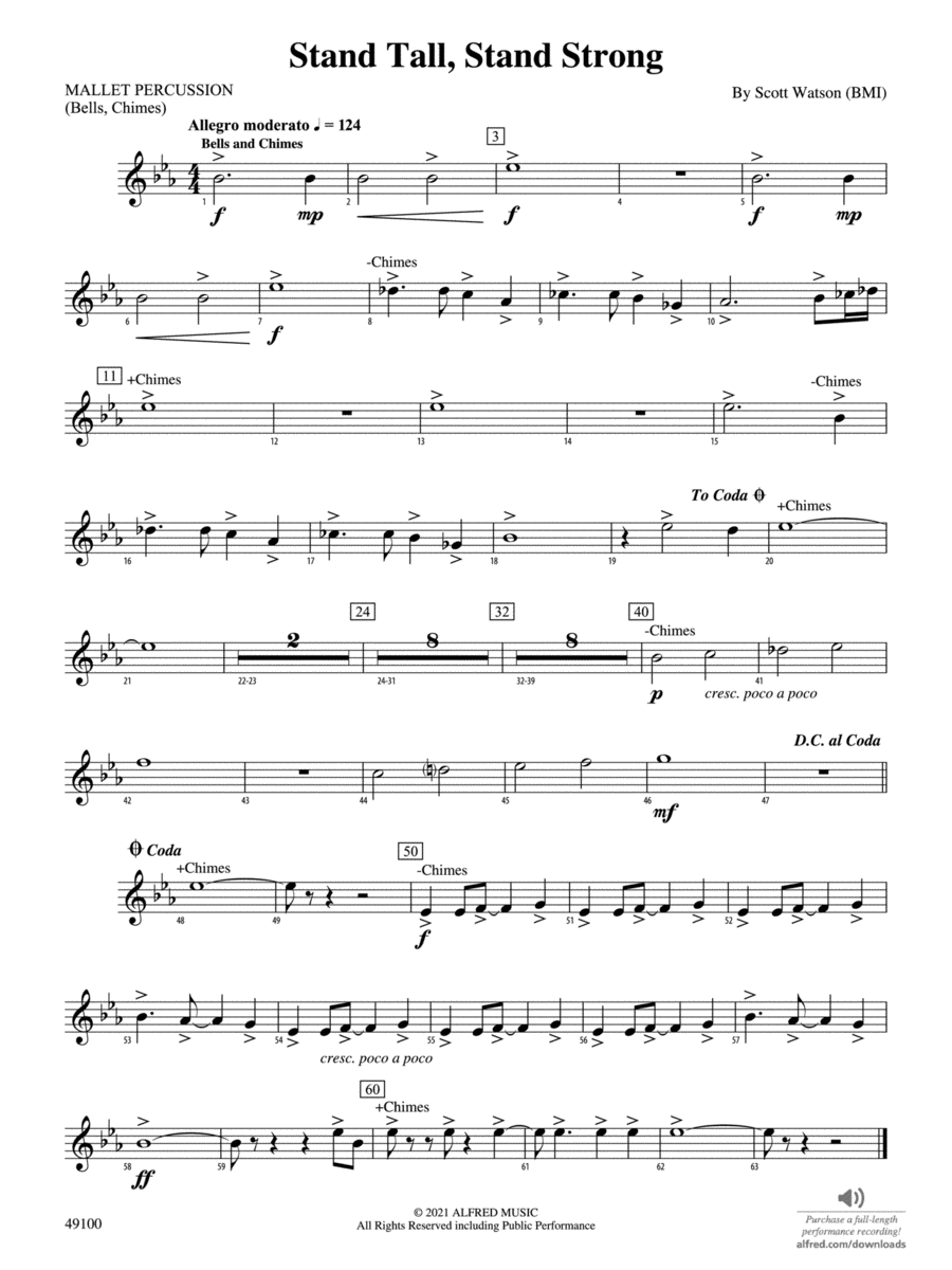 Stand Tall, Stand Strong: Mallets Concert Band scores gallery preview page 1
