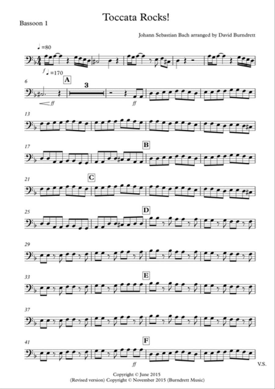Toccata by Bach Rocks! for Bassoon Quartet Bassoon Quartet scores gallery preview page 3