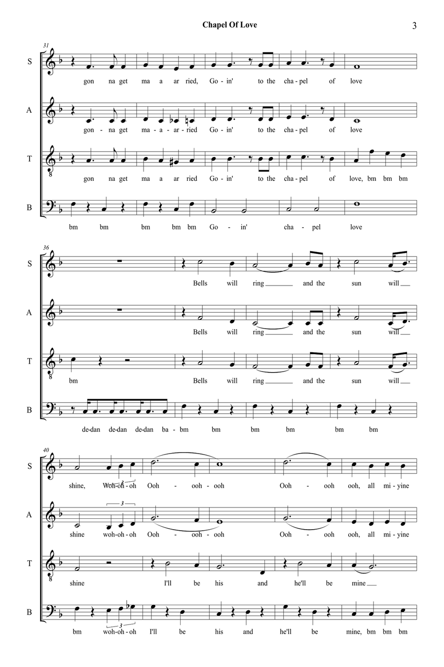 Chapel Of Love 4-Part scores gallery preview page 3