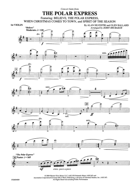 The Polar Express, Concert Suite from: 1st Violin