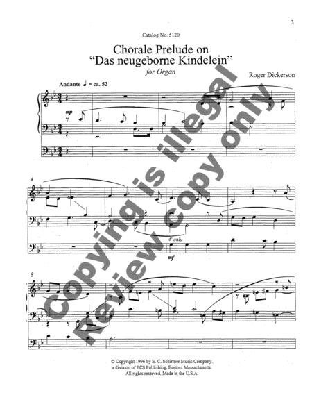 Chorale Prelude on Das neugeborne Kindelein (ECS/AGO African-American Organ Series)