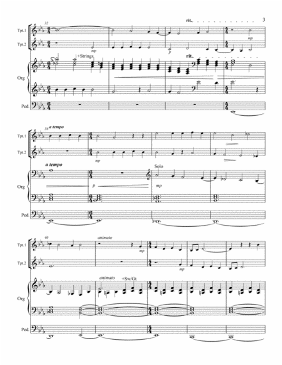 Lo, How A Rose E’er Blooming - Two Trumpets and Organ Trumpet Duet scores gallery preview page 4