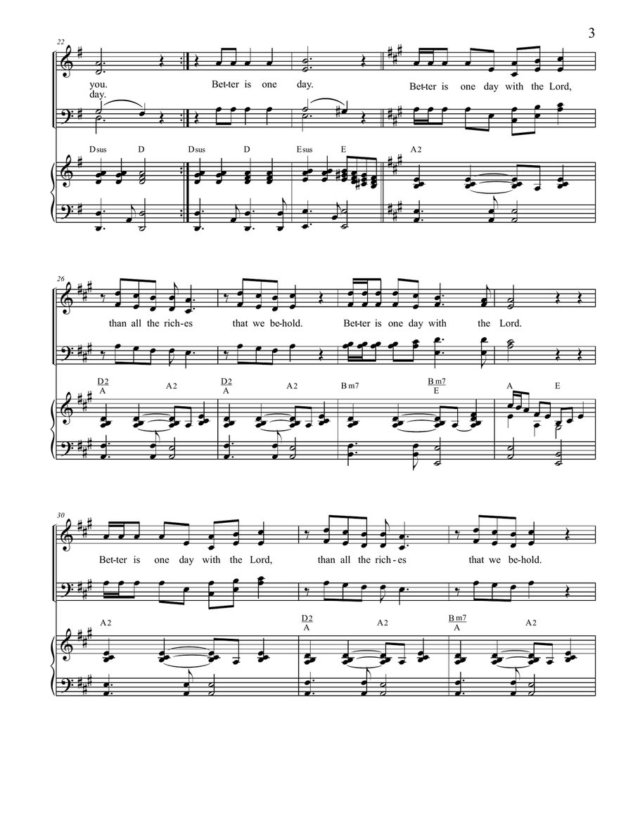BETTER IS ONE DAY, SATB Octavo with Piano Accompaniment (Includes Score & Choir Parts) 4-Part scores gallery preview page 4