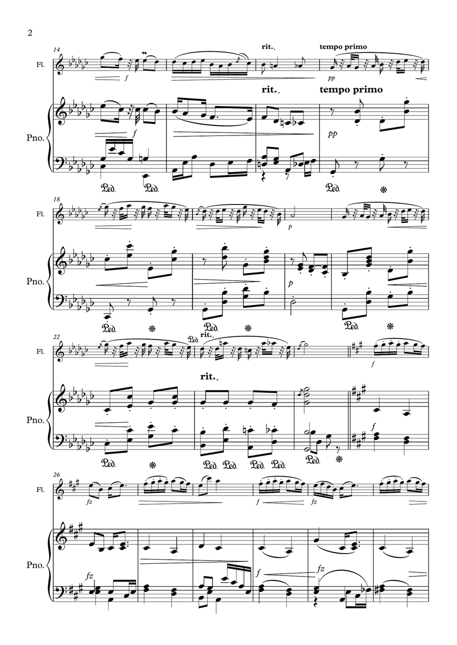 Humoresque No.7, A.Dvorak (flute and piano) Flute Solo scores gallery preview page 2