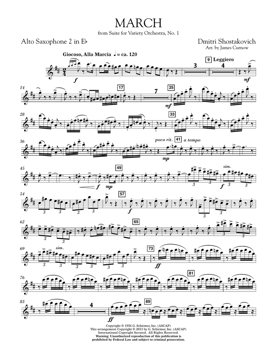 March from Suite for Variety Orchestra, No. 1 - Eb Alto Saxophone 2