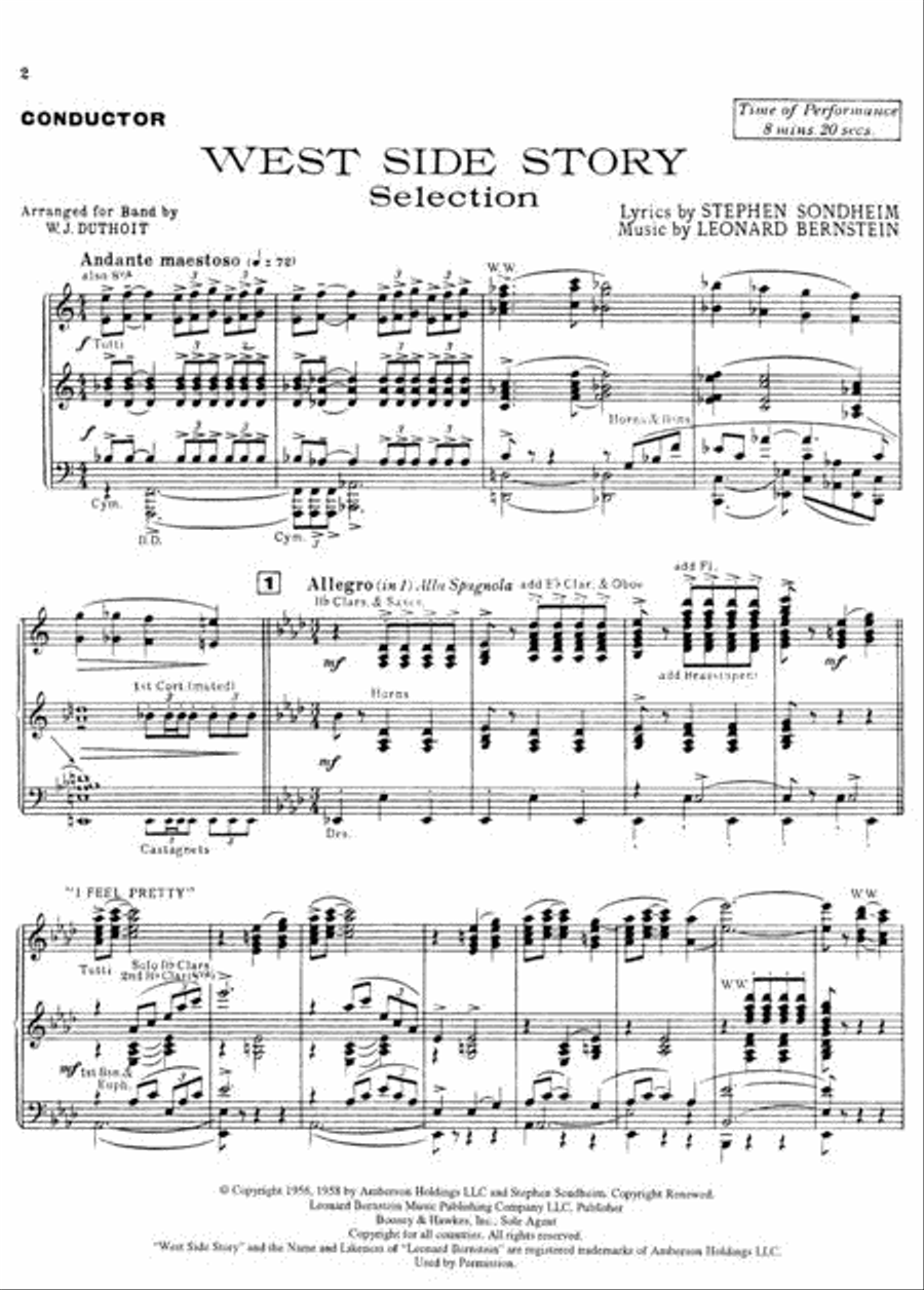 West Side Story – Selections for Band Concert Band scores gallery preview page 3