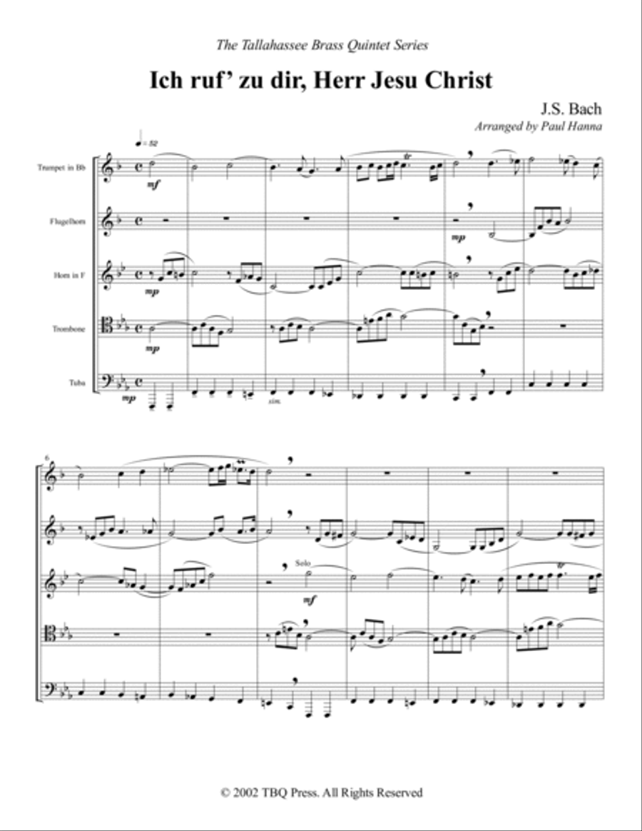 Ich ruf'' zu dir, Herr Jesu Christ Brass Ensemble scores gallery preview page 4