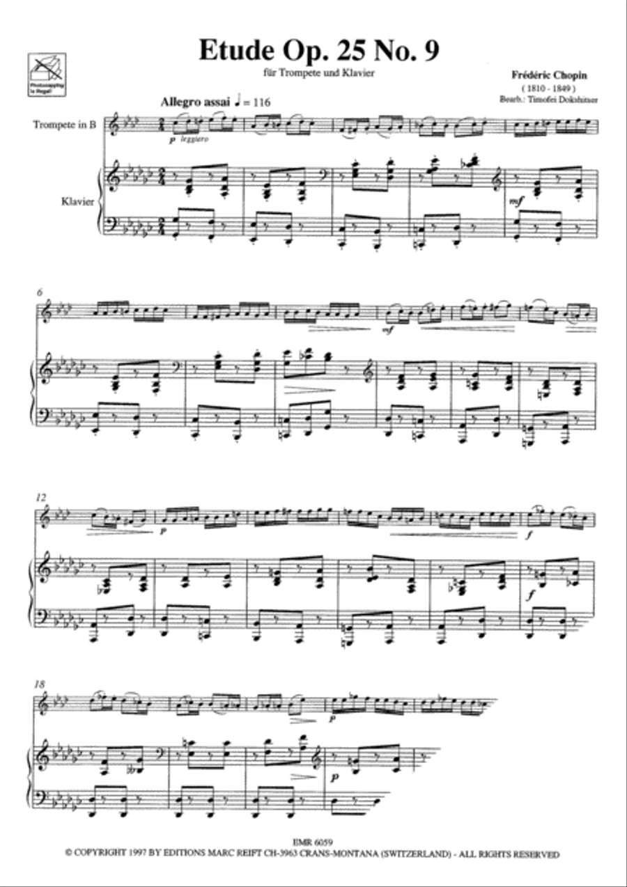 Etude Op. 25 No. 9 Cornet scores gallery preview page 4