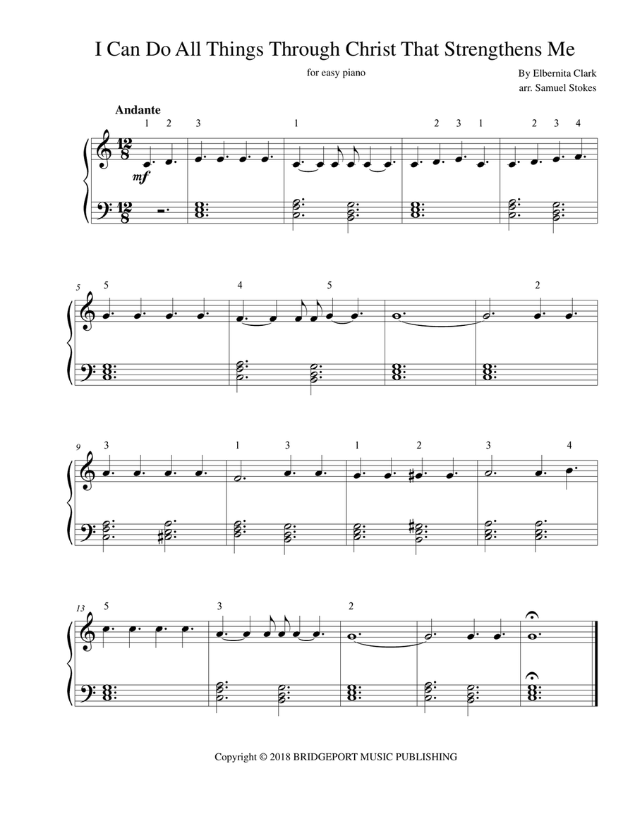 I Can Do All Things Through Christ That Strengthens Me Easy Piano scores gallery preview page 1