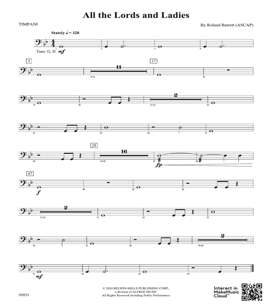 Book cover for All the Lords and Ladies: Timpani