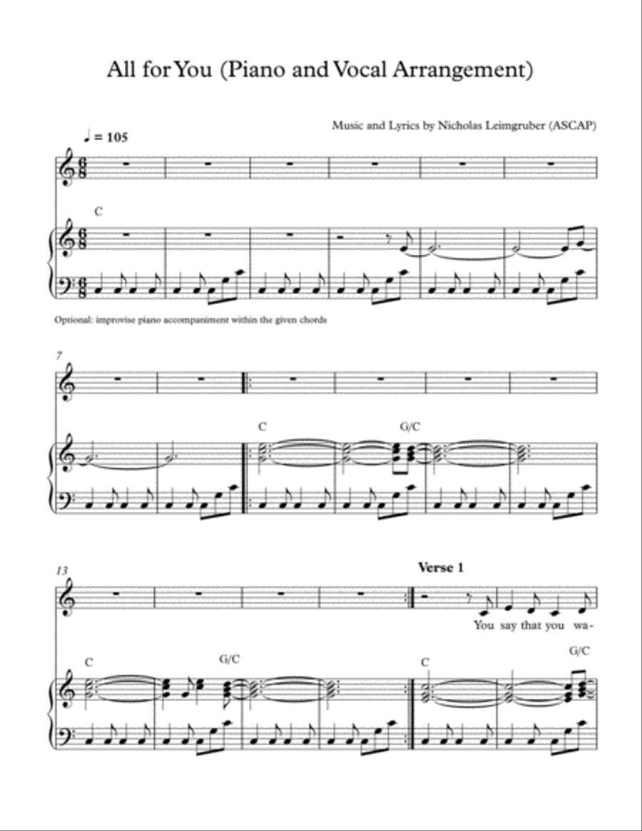 All For You Voice scores gallery preview page 1