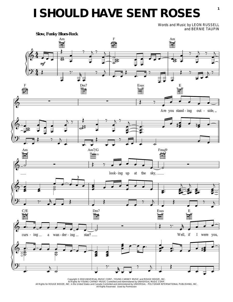 I Should Have Sent Roses Piano, Vocal, Guitar scores gallery preview page 1