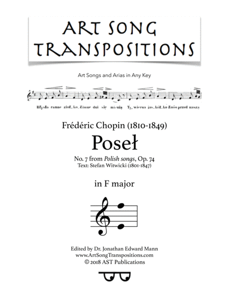 CHOPIN: Poseł, Op. 74 no. 7 (transposed to F major)