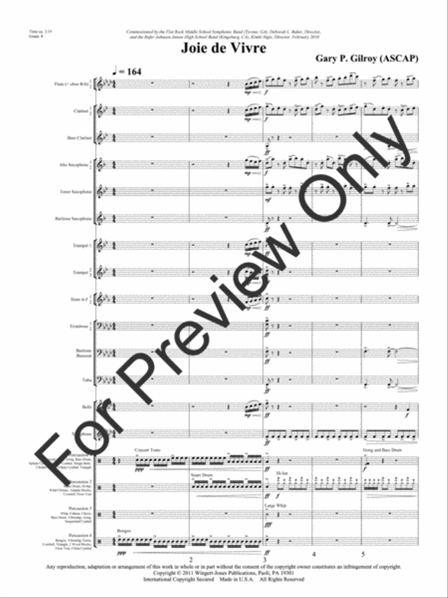 Joie De Vivre Concert Band scores gallery preview page 4