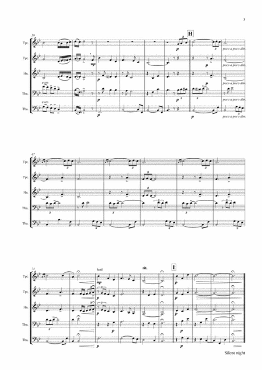 Silent Night - Stille Nacht - Jazz Waltz - Brass Quintet Brass Quintet scores gallery preview page 4