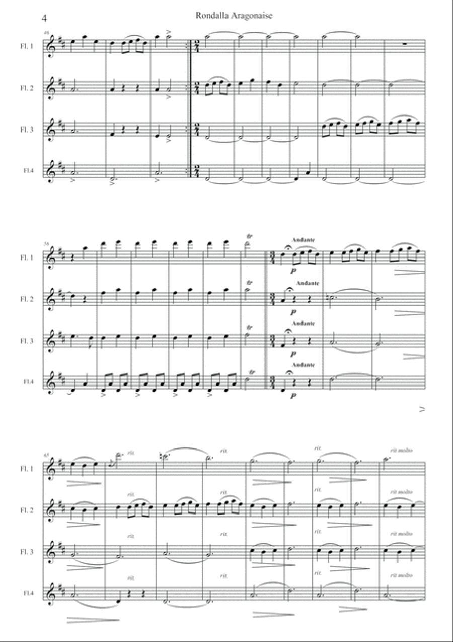 Spanish Dance n°6 Rondella Aragonnaise Flute Solo scores gallery preview page 5