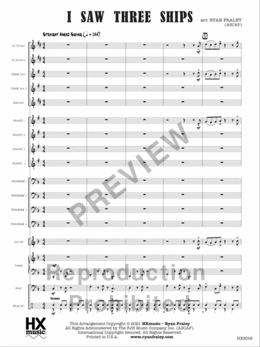 I Saw Three Ships Jazz Ensemble scores gallery preview page 4