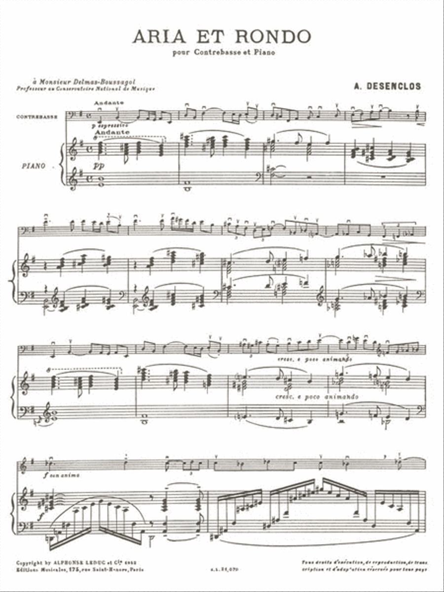 Aria and Rondo for Double Bass and Piano Double Bass scores gallery preview page 2