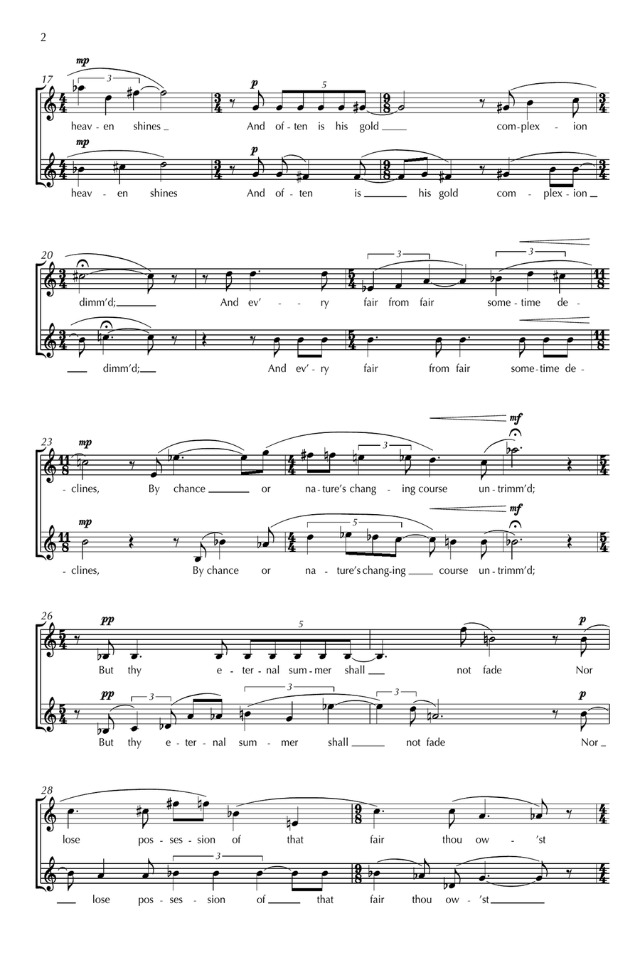 Sonnet XVIII (for mezzo-soprano and counter-tenor) Piano, Vocal scores gallery preview page 2